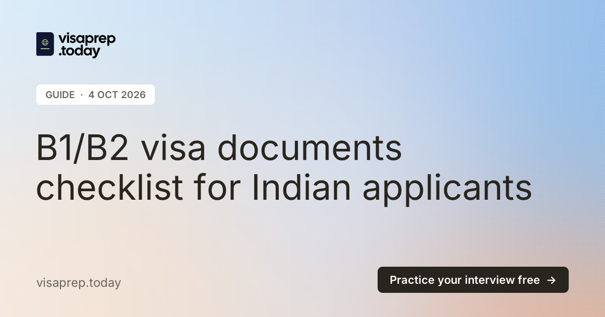B1/B2 visa documents checklist for Indian applicants