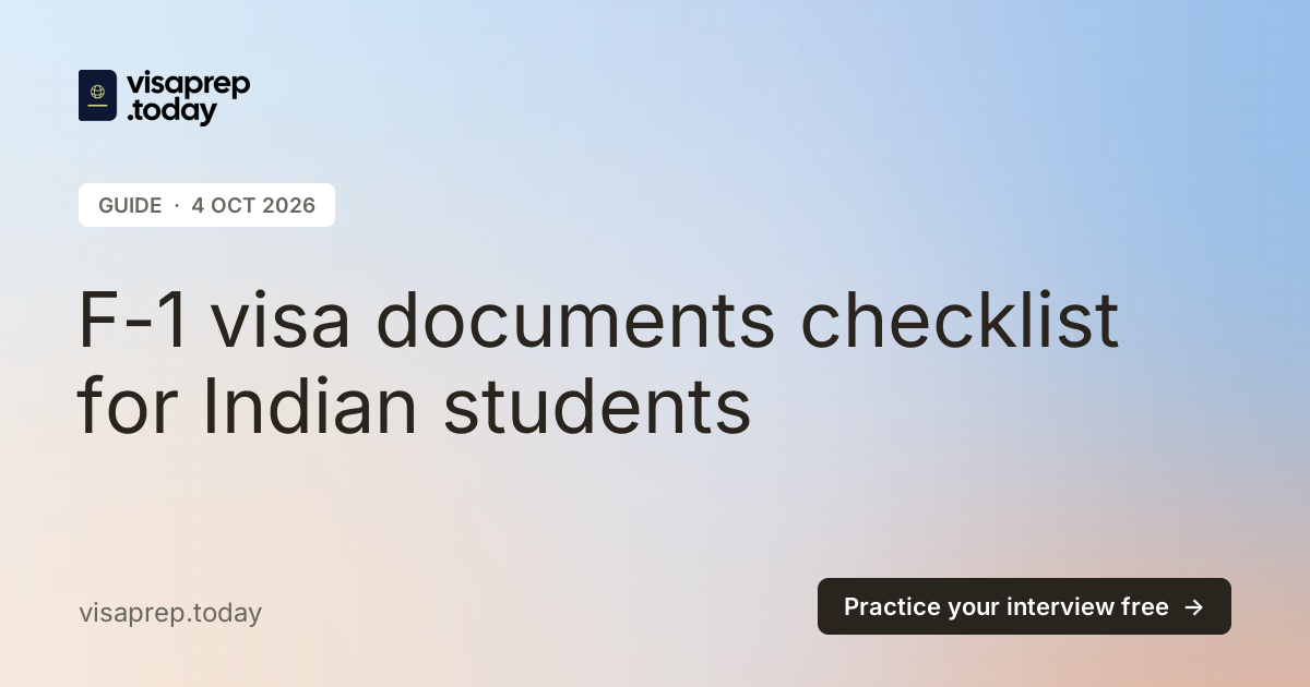 F-1 visa documents checklist for Indian students
