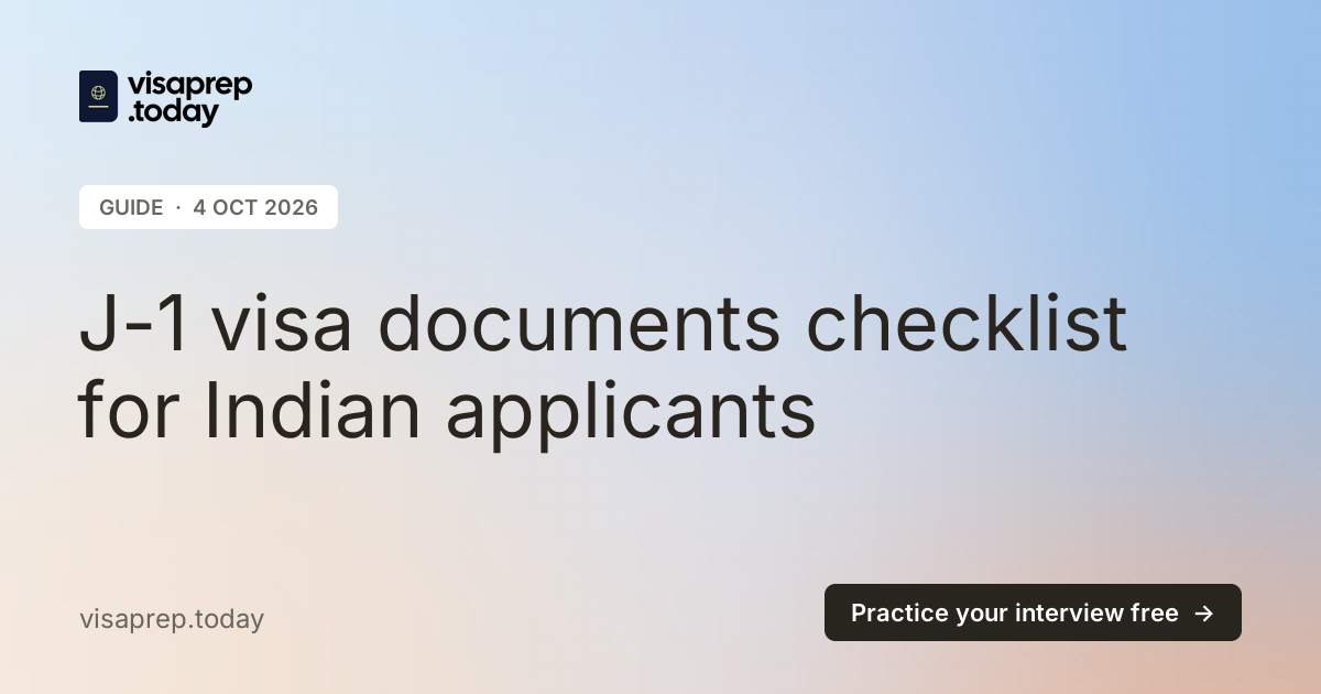 J-1 visa documents checklist for Indian applicants